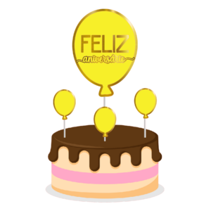Topo de bolo Padrão - Feliz aniversario 10