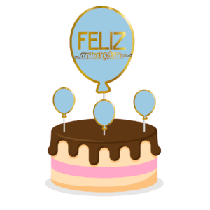 Topo de bolo Padrão - Feliz aniversario 3
