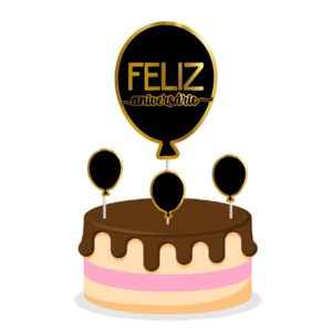 Topo de bolo Padrão - Feliz aniversario 4