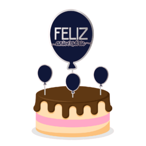 Topo de bolo Padrão - Feliz aniversario 5