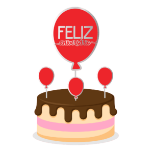Topo de bolo Padrão - Feliz aniversario 6
