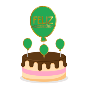 Topo de bolo Padrão - Feliz aniversario 8
