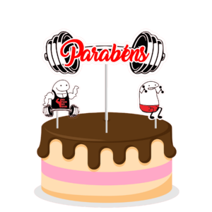 Topo de bolo Padrão - Flork academia vermelho