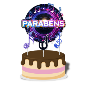 Topo de bolo Padrão - Notas musicais ( Musica )