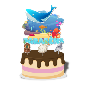 Topo de bolo Padrão - Fundo do mar