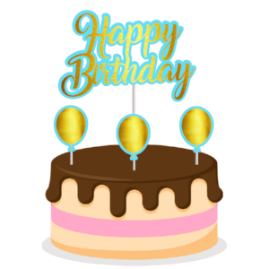 Topo de bolo Padrão - Happy Birthay 1 azul e ouro