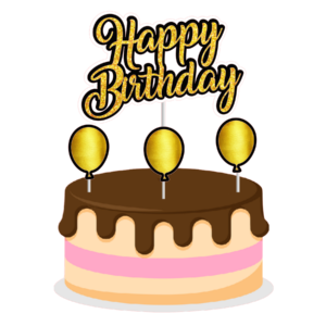 Topo de bolo Padrão - Happy Birthay 3 preto e gliter dourado