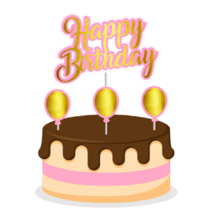 Topo de bolo Padrão - Happy Birthay 2 rosa e ouro