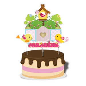 Topo de bolo Padrão - Jardim Encantado