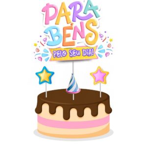 Topo de bolo Padrão - Parabéns Color 2