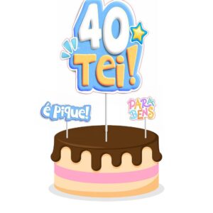 Topo de bolo Padrão - Quarentei azul