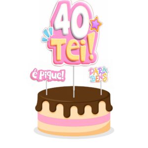 Topo de bolo Padrão - Quarentei rosa