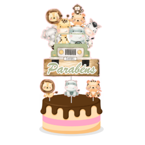 Topo de bolo Padrão - Safari Neutro