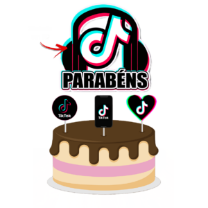 Topo de bolo Padrão - Tik Tok