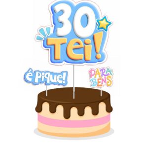 Topo de bolo Padrão - Trintei azul