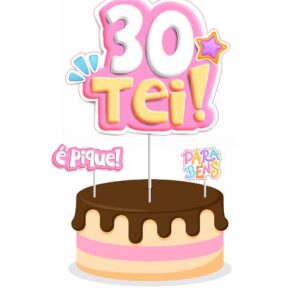 Topo de bolo Padrão - Trintei Rosa