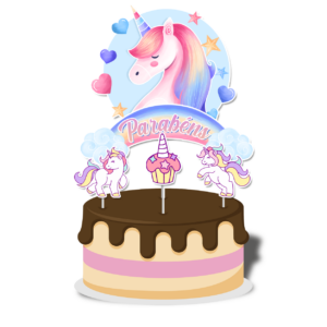 Topo de bolo Padrão - Unicórnio