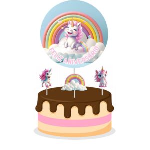 Topo de bolo Padrão - Unicórnio 3D